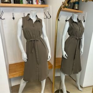 Adrienne Vittadini Green Button Down Tank Dress